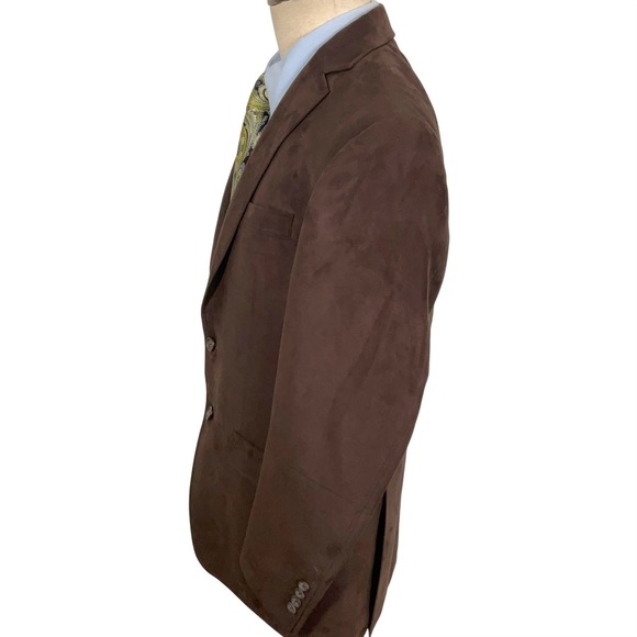 Ralph Lauren Blazer Mens 40L Brown Faux Suede 2-Button Minimalist Sport Coat - Picture 3 of 11